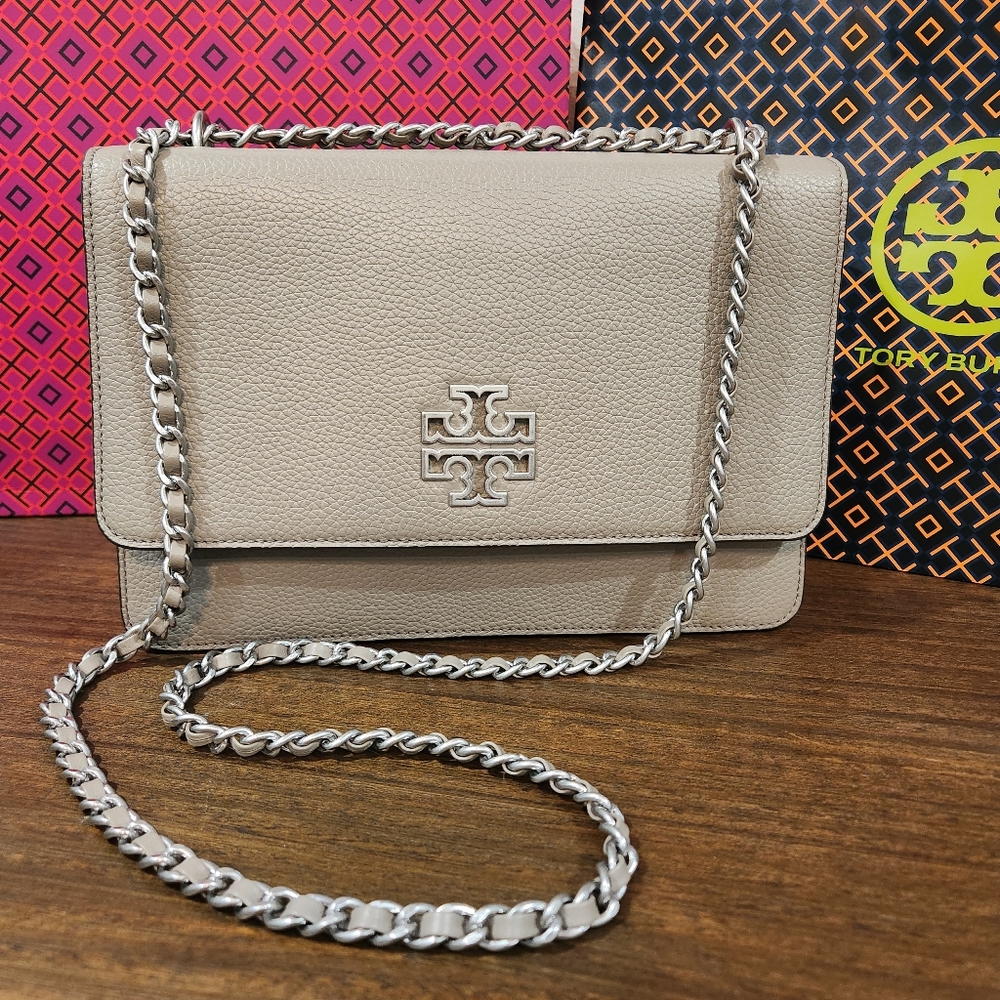 NWT - Tory Burch Britten Shoulder Bag Gray - Picture 2 of 11